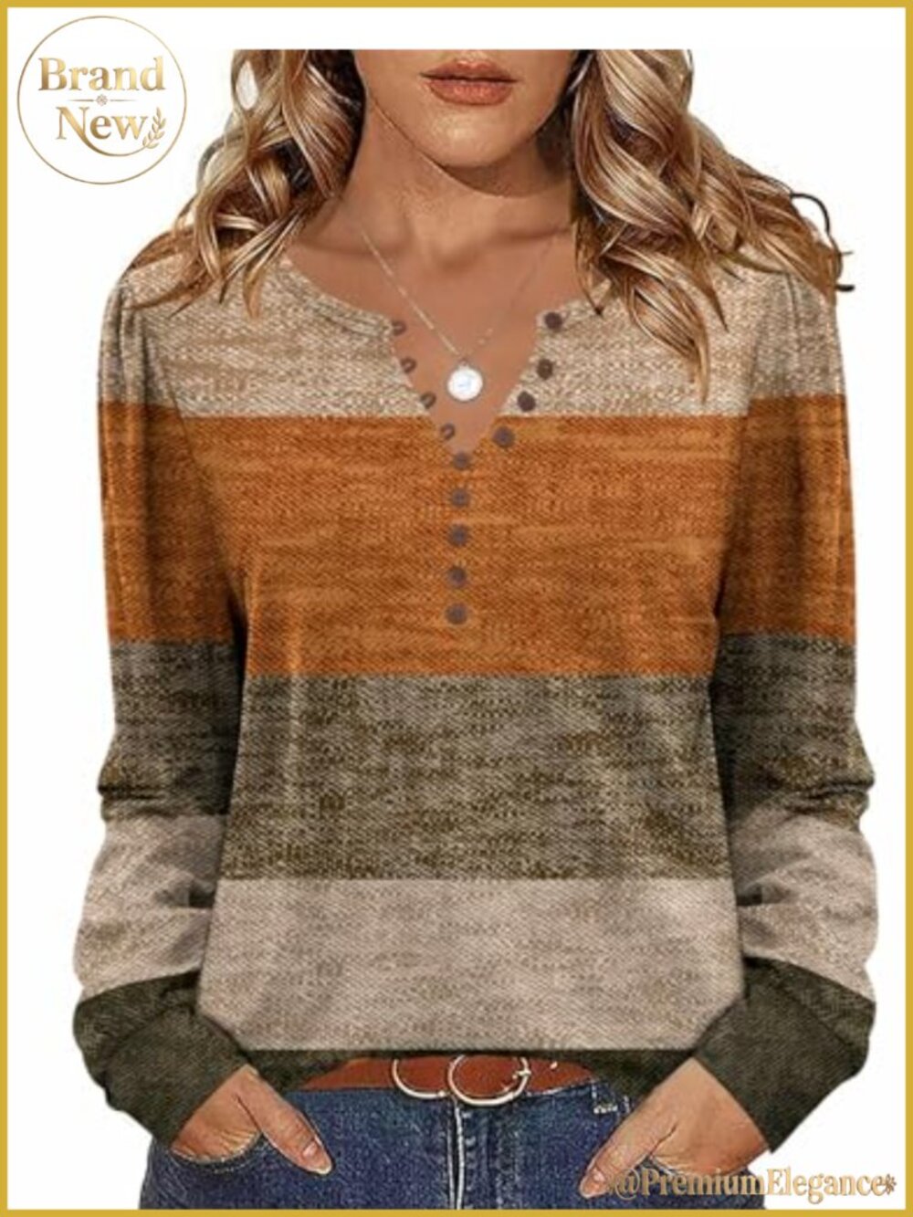 Women's Floral Tunic Top Long Sleeve V Neck Button Up Loose Fit Blouse